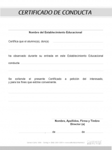 Block certificado conducta