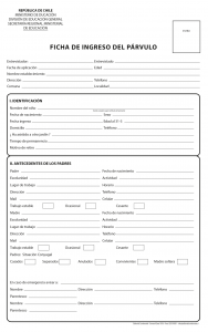 Ficha de ingreso al párvulo (set 50 unidades)