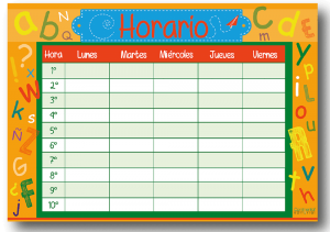 Horario mural letras