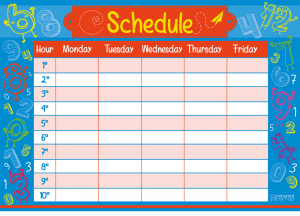 Horario mural números inglés