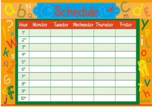 Horario mural letras inglés